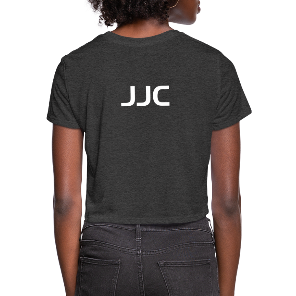 GRÜVN Women's Cropped T-Shirt - JJC on back - deep heather
