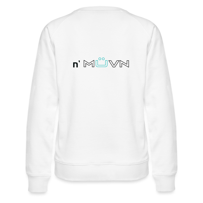 GRÜVN Women’s Premium Sweatshirt -  n' MUVN on back - Black & Blue logo (3 Colors) - white