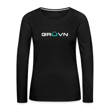 Load image into Gallery viewer, GRÜVN Women&#39;s Premium Long Sleeve Shirt - White &amp; Blue (5 Colors) - black
