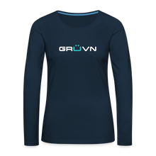 Load image into Gallery viewer, GRÜVN Women&#39;s Premium Long Sleeve Shirt - White &amp; Blue (5 Colors) - deep navy
