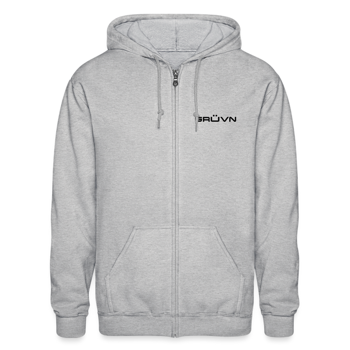 GRÜVN Gildan Heavy Blend Adult Zip Hoodie - Black (4 Styles) - heather gray