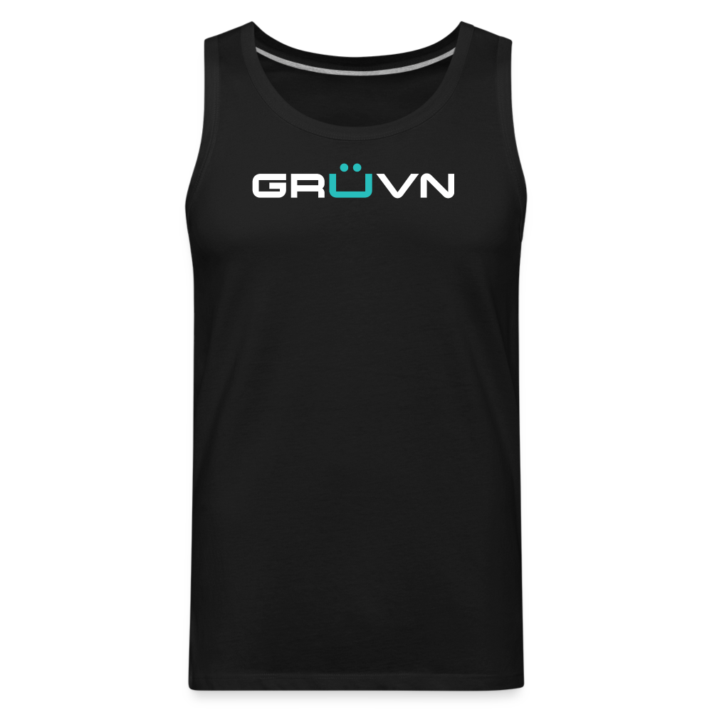 GRÜVN Men’s Premium Tank White & Blue logo with 