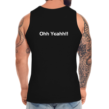 Load image into Gallery viewer, GRÜVN Men’s Premium Tank White &amp; Blue logo with &quot;Ohh Yeahh!!&quot; on back (5 Colors) - black
