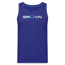 Load image into Gallery viewer, GRÜVN Men’s Premium Tank White &amp; Blue logo with &quot;Ohh Yeahh!!&quot; on back (5 Colors) - royal blue
