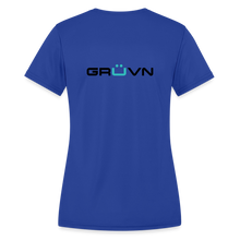 Load image into Gallery viewer, LIVE IT Women&#39;s Moisture Wicking Performance T-Shirt (GRUVN on back) - Blue Logo (4 Colors) - royal blue
