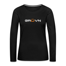 Load image into Gallery viewer, GRÜVN Women&#39;s Premium Long Sleeve Shirt - White &amp; Orange (5 Colors) - black
