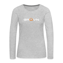 Load image into Gallery viewer, GRÜVN Women&#39;s Premium Long Sleeve Shirt - White &amp; Orange (5 Colors) - heather gray
