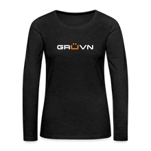 Load image into Gallery viewer, GRÜVN Women&#39;s Premium Long Sleeve Shirt - White &amp; Orange (5 Colors) - charcoal grey
