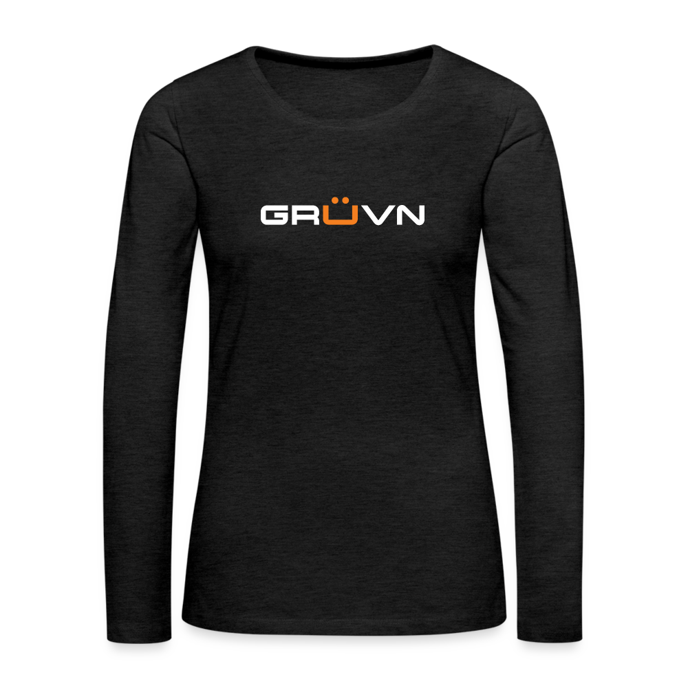 GRÜVN Women's Premium Long Sleeve Shirt - White & Orange (5 Colors) - charcoal grey