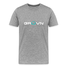 Load image into Gallery viewer, GRÜVN Men&#39;s Premium T-Shirt - White &amp; Blue Logo (9 colors) - heather gray
