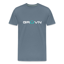 Load image into Gallery viewer, GRÜVN Men&#39;s Premium T-Shirt - White &amp; Blue Logo (9 colors) - steel blue
