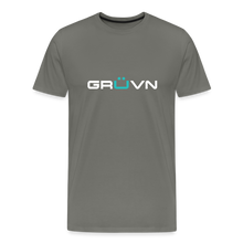 Load image into Gallery viewer, GRÜVN Men&#39;s Premium T-Shirt - White &amp; Blue Logo (9 colors) - asphalt gray
