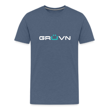 Load image into Gallery viewer, GRÜVN Men&#39;s Premium T-Shirt - White &amp; Blue Logo (9 colors) - heather blue
