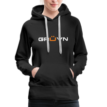 Load image into Gallery viewer, GRÜVN Women’s Premium Hoodie - White &amp; Orange - black
