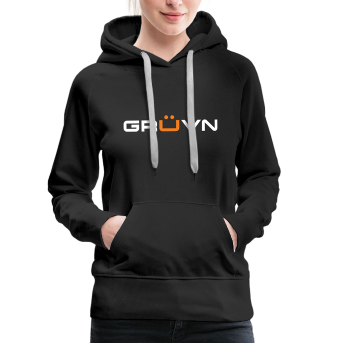 GRÜVN Women’s Premium Hoodie - White & Orange - black