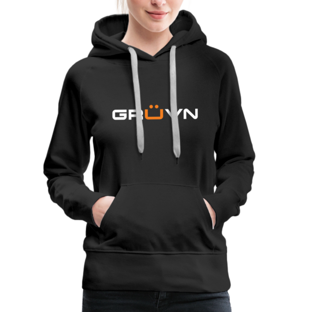 GRÜVN Women’s Premium Hoodie - White & Orange - black