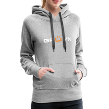 Load image into Gallery viewer, GRÜVN Women’s Premium Hoodie - White &amp; Orange - heather grey
