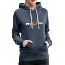 Load image into Gallery viewer, GRÜVN Women’s Premium Hoodie - White &amp; Orange - heather denim
