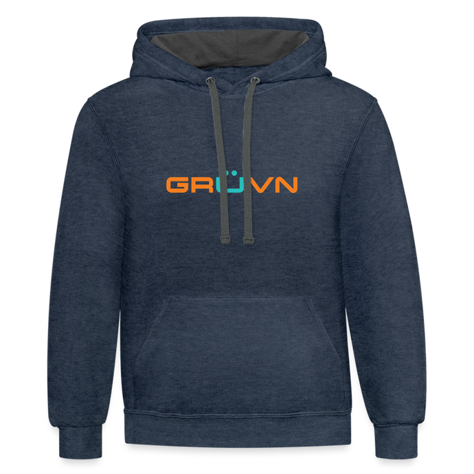 GRÜVN Unisex Contrast Hoodie - Orange & Blue - indigo heather/asphalt