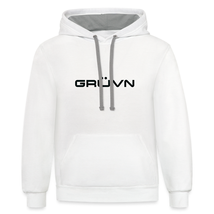 GRÜVN Unisex Contrast Hoodie - Black - white/gray