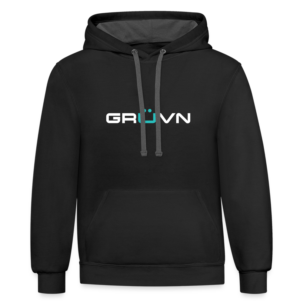 GRÜVN Unisex Contrast Hoodie - White & Blue - black/asphalt