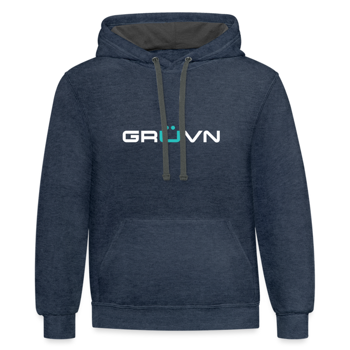 GRÜVN Unisex Contrast Hoodie - White & Blue - indigo heather/asphalt