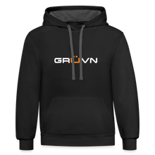 Load image into Gallery viewer, GRÜVN Unisex Contrast Hoodie - White &amp; Orange - black/asphalt
