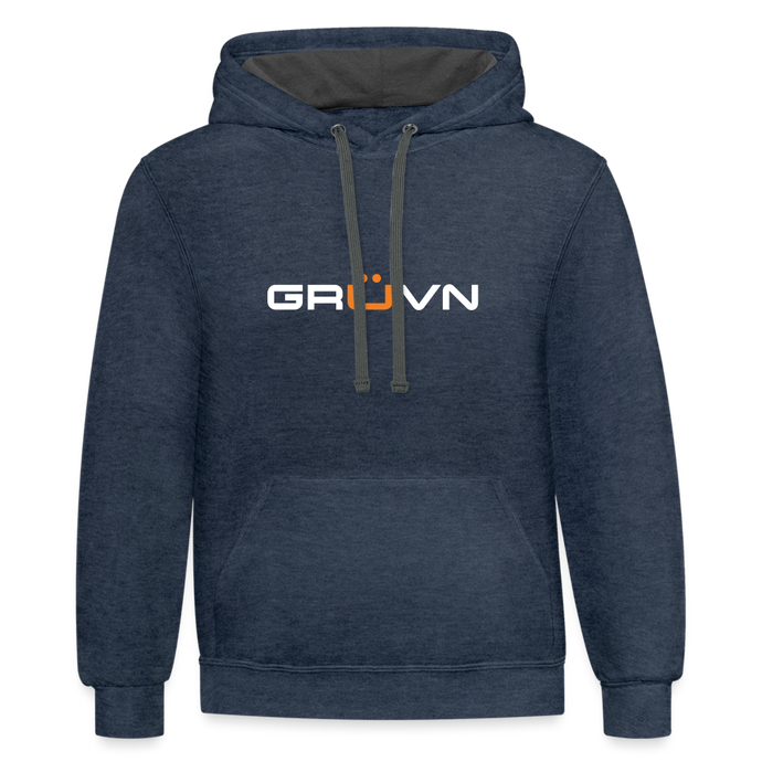 GRÜVN Unisex Contrast Hoodie - White & Orange - indigo heather/asphalt