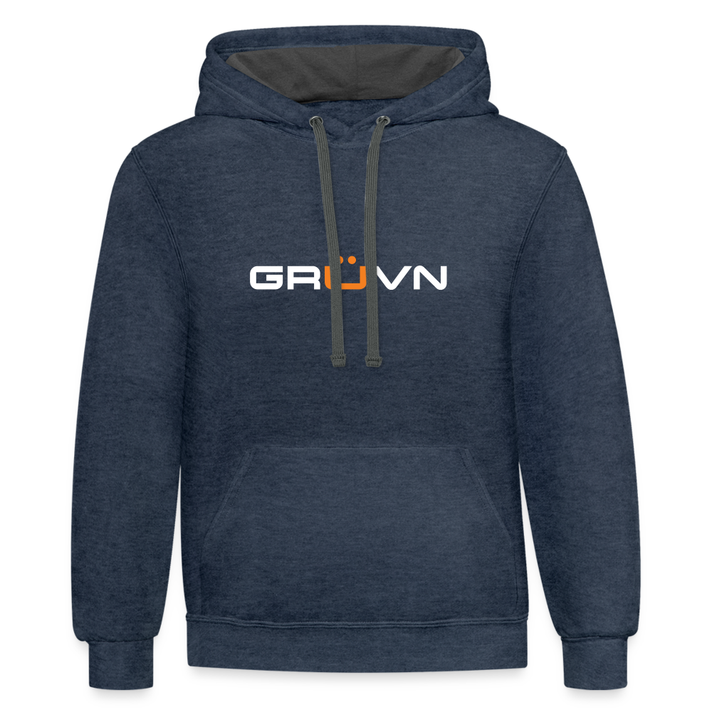 GRÜVN Unisex Contrast Hoodie - White & Orange - indigo heather/asphalt