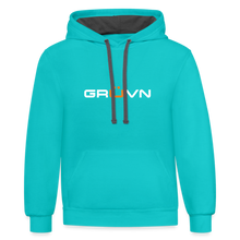 Load image into Gallery viewer, GRÜVN Unisex Contrast Hoodie - White &amp; Orange - scuba blue/asphalt
