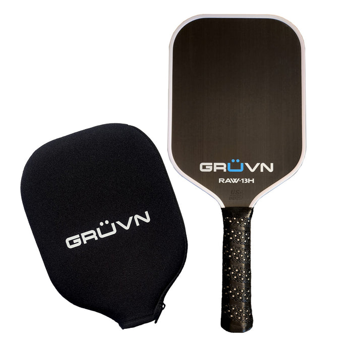 Carbon fiber pickleball paddle GRUVN RAW-13H  13mm white edge guard
