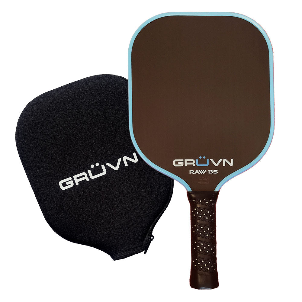 Carbon fiber pickleball paddle 13mm core GRUVN RAW-13S with cover