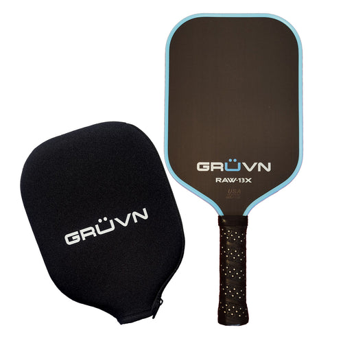 Carbon fiber pickleball paddle GRUVN RAW-13X 13mm core with cover