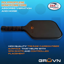 Load image into Gallery viewer, PIckleball paddle raw carbon fiber RAW-16H GRUVN hybrid orange polypropyline honeycomb core
