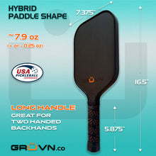 Load image into Gallery viewer, PIckleball paddle T700 raw carbon fiber RAW-16H GRUVN hybrid orange 
