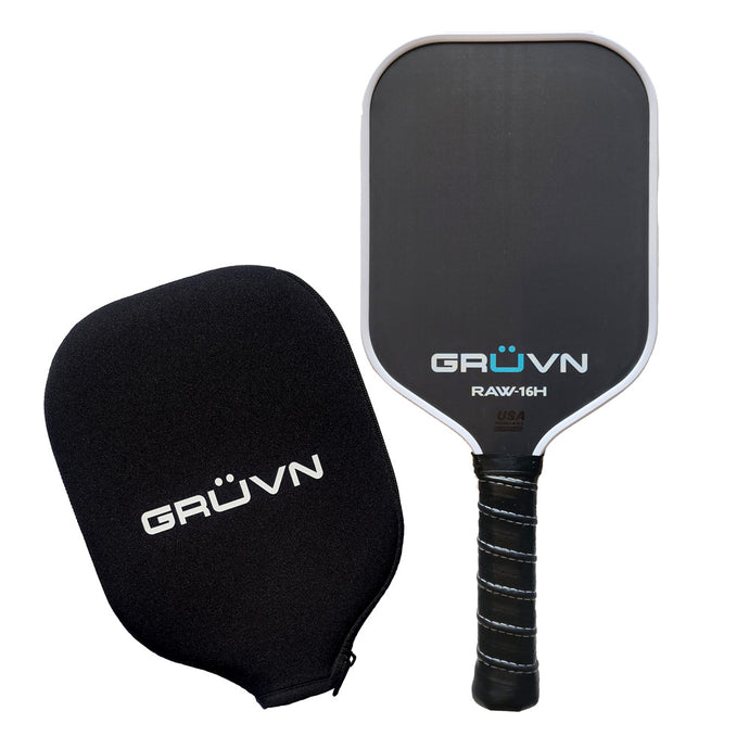 Carbon fiber pickleball paddle GRUVN RAW-16H white edge guard
