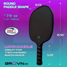 Load image into Gallery viewer, Round pickleball paddle raw carbon fiber GRUVN RAW-16R 
