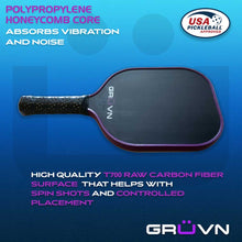 Load image into Gallery viewer, PIckleball paddle GRUVN raw carbon fiber RAW-16S purple
