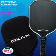 Load image into Gallery viewer, GRUVN RAW-16S T700 Raw Carbon fiber pickleball paddle  T700 Raw Carbon Fiber Black White
