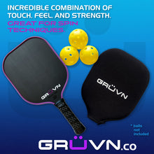 Load image into Gallery viewer, GRUVN raw carbon fiber PIckleball paddle RAW-16S purple
