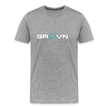 Load image into Gallery viewer, GRÜVN Men&#39;s Premium T-Shirt - White &amp; Blue - heather gray
