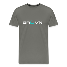 Load image into Gallery viewer, GRÜVN Men&#39;s Premium T-Shirt - White &amp; Blue - asphalt gray
