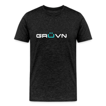 Load image into Gallery viewer, GRÜVN Men&#39;s Premium T-Shirt - White &amp; Blue - charcoal grey
