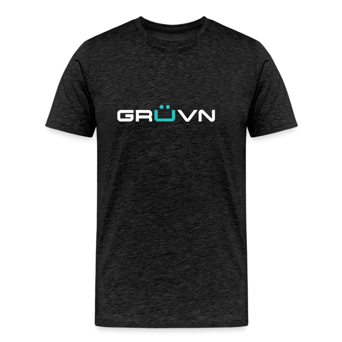 GRÜVN Men's Premium T-Shirt - White & Blue - charcoal grey