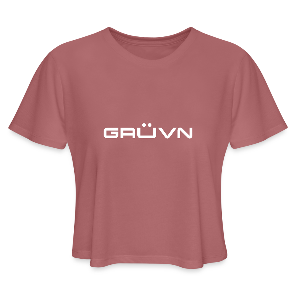 GRÜVN Women's Cropped T-Shirt - White - mauve