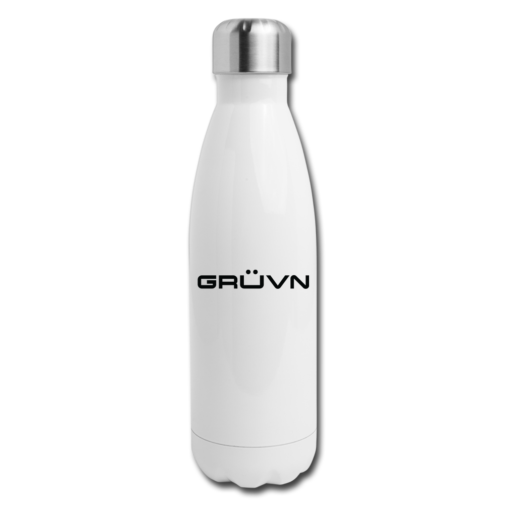 GRÜVN Insulated Stainless Steel Water Bottle - Black Logo (5 Styles) - white
