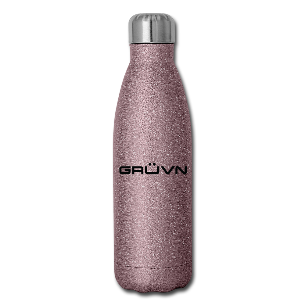 GRÜVN Insulated Stainless Steel Water Bottle - Black Logo (5 Styles) - pink glitter