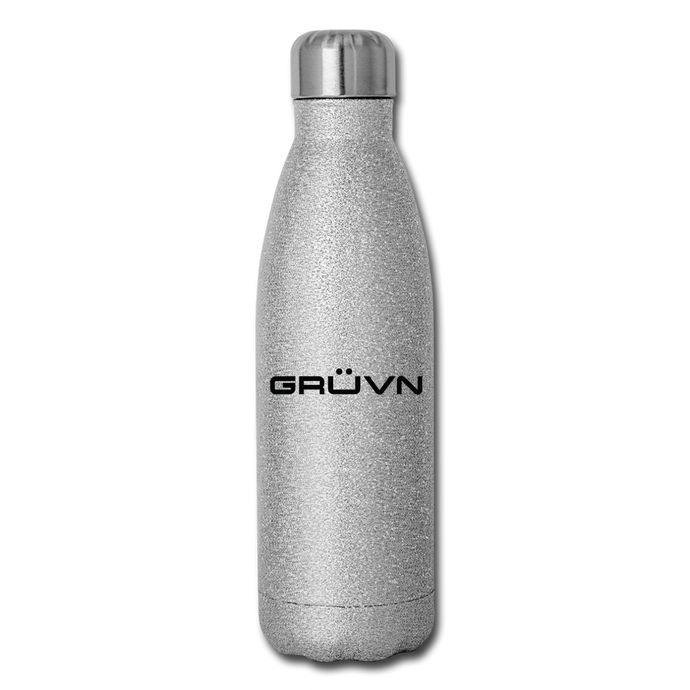 GRÜVN Insulated Stainless Steel Water Bottle - Black Logo (5 Styles) - silver glitter
