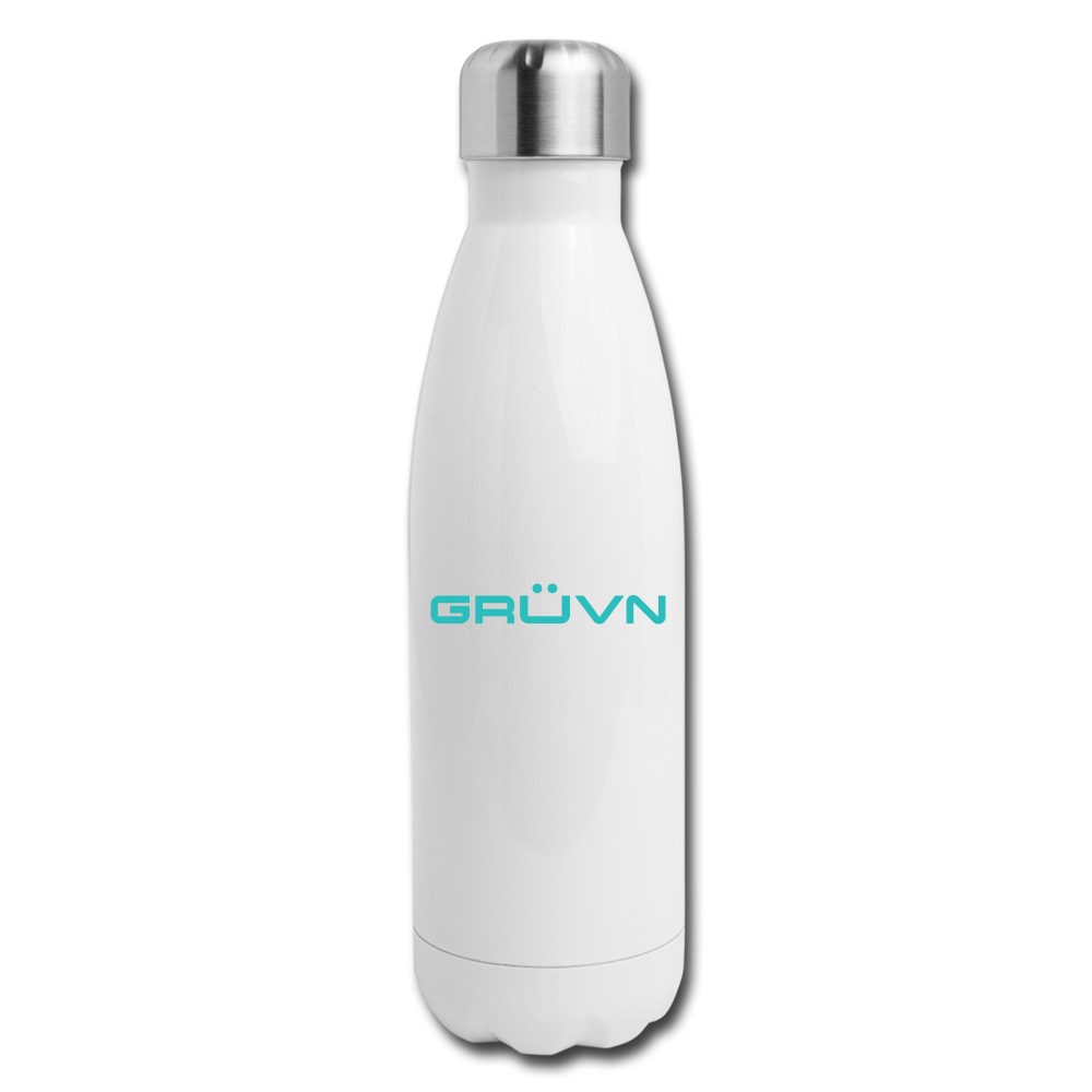 GRÜVN Insulated Stainless Steel Water Bottle - Blue Logo (5 Styles) - white
