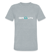 Load image into Gallery viewer, GRÜVN Unisex Tri-Blend T-Shirt - White &amp; Blue - heather grey
